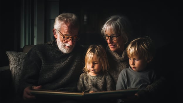 Warm Family Bond Over Shared Storytime photo