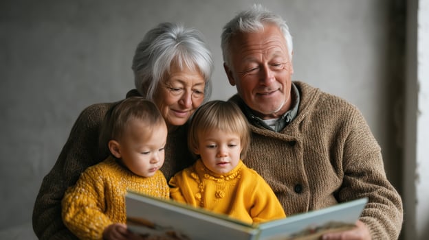 Joyful Storytime with Elderly Couple and Children photo