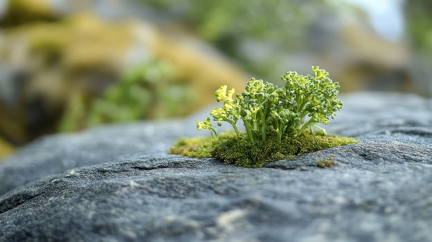 Small plant sprouts from rock crevice photo