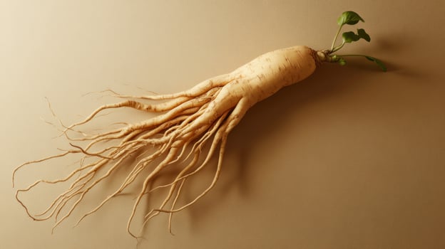 A ginseng root, light beige tones photo