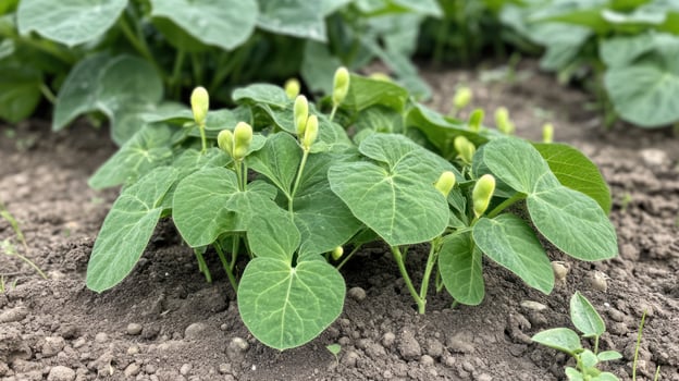 Young plants with small buds photo