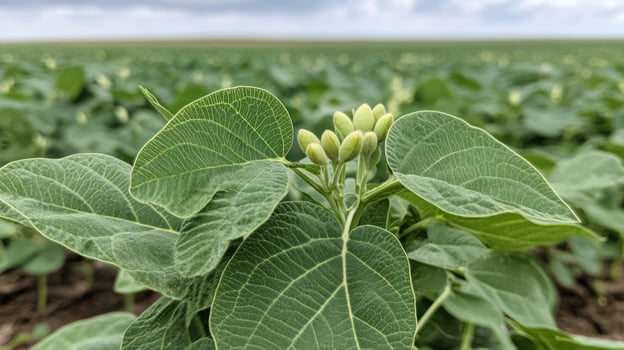 Close-up of soybean plant buds photo