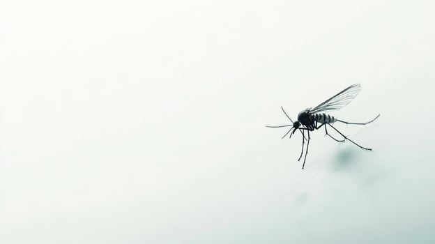 Mosquito in flight, light grey background photo