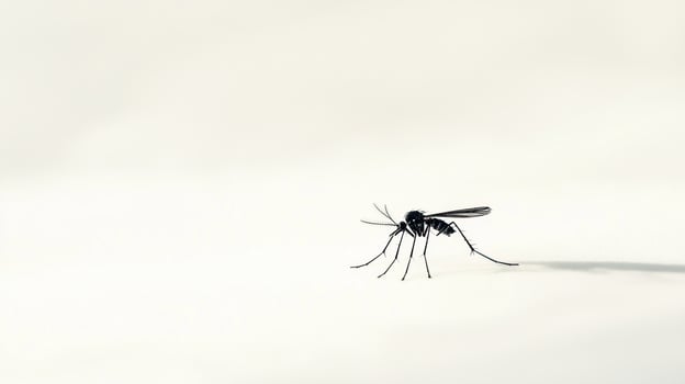 A mosquito on a white surface with a shadow photo
