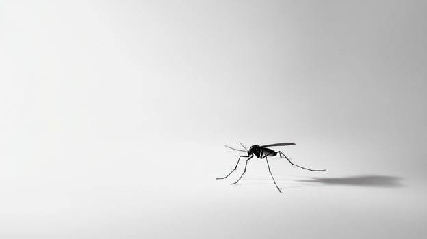 A black mosquito on a white surface photo