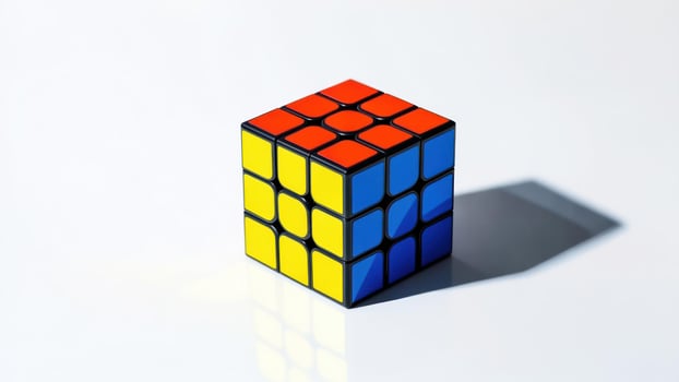 A colorful cube puzzle on a white background photo
