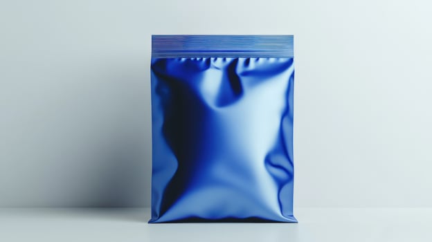 A glossy blue pouch photo