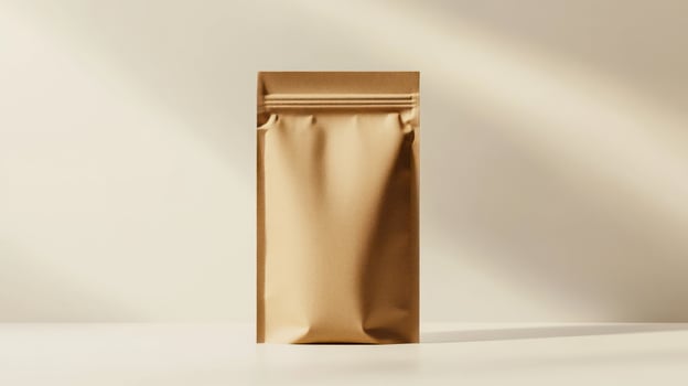 Beige pouch, light studio backdrop photo