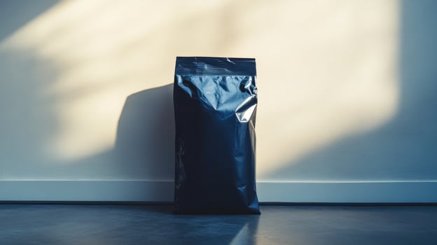 Sleek black package against a light background photo