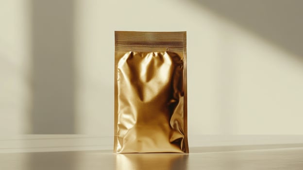 Gold foil pouch on a table photo
