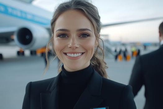 A woman in a suit is smiling at the camera photo