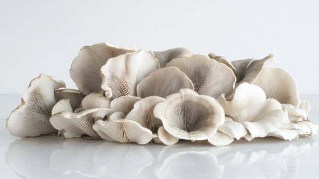 Close-up of several oyster mushrooms photo