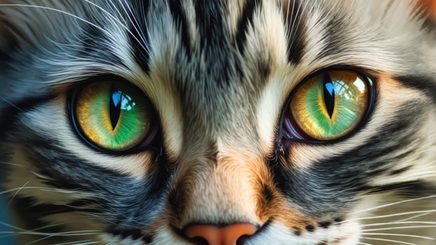Close-up of a cat's face, showcasing its striking eyes photo
