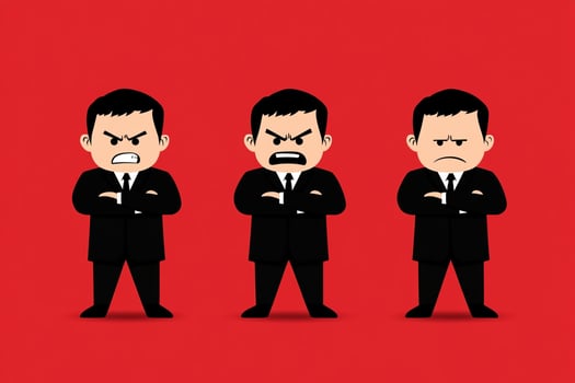 Three men in suits with angry faces photo