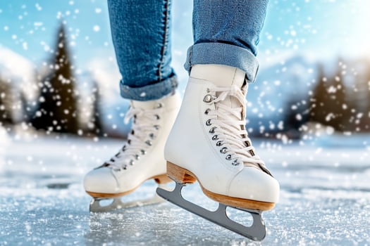 Winter boots on ice skates photo