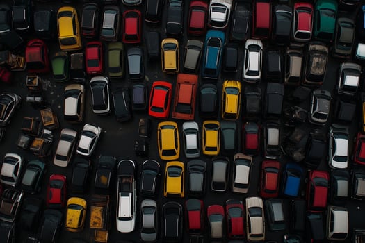 A large number of cars parked in a parking lot photo