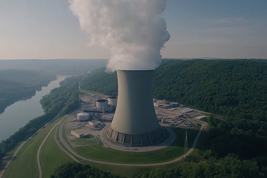 An aerial view of a nuclear power plant photo