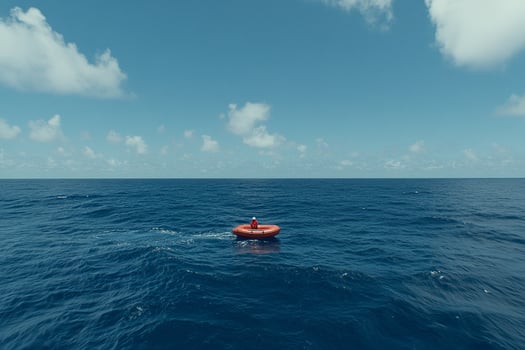 A lifeboat floating in the ocean photo