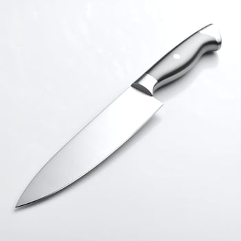 Professional Stainless Steel Chef's Knife Isolated on a Clean White Background photo