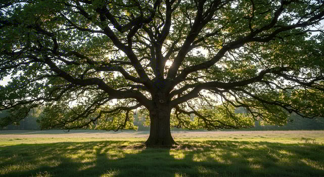 Massive oak tree in a landscape photo