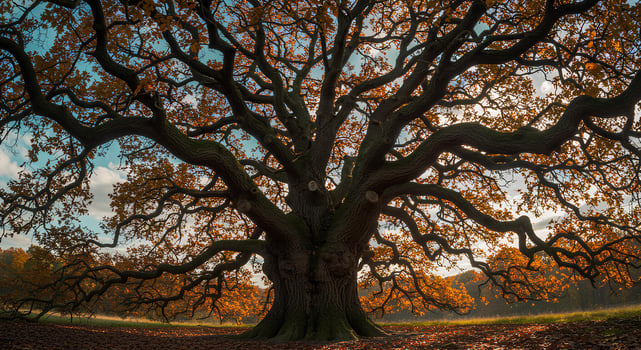 Oak tree with autumn leaves photo