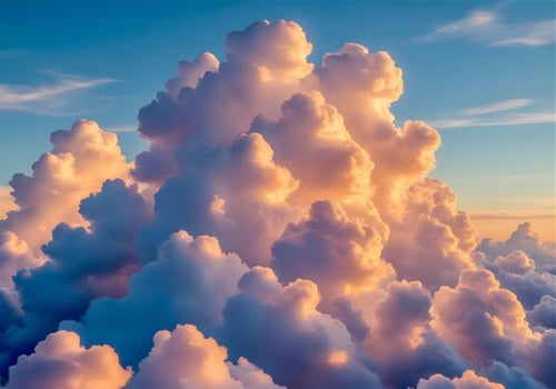 Clouds are seen in the sky at pink sunset photo