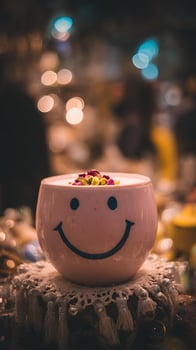 Happy Dessert with Pistachios and Edible Flowers on a Festive Display. photo