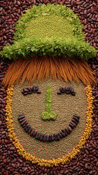 Smiley Face Made From Beans and Greens, A Creative Food Art. photo