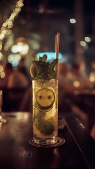 Cheers to a Happy Hour with a Smiley Face Drink. photo