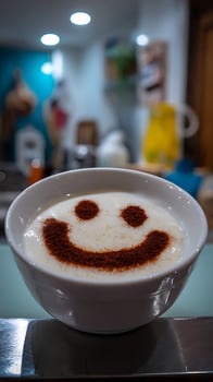 A Happy Smile in a Delicious Bowl of Comforting Food. photo
