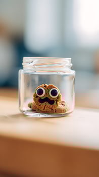 Adorable Cookie Monster Face in a Jar Ready for a Smile photo