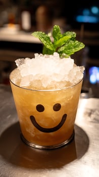 Sip Happiness A Refreshing Drink with a Smiley Face Surprise photo