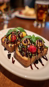 Delicious Bruschetta With Fresh Tomatoes and Balsamic Glaze. photo