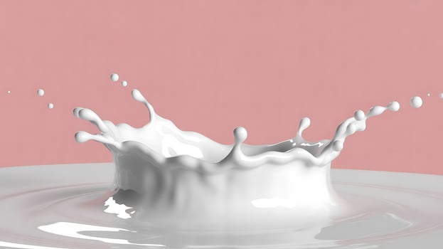 Serene Milk Splash Crown Elegant White Liquid Impact on Pink Background, Creamy Texture - Professional digital artwork with vibrant colors and detailed composition photo