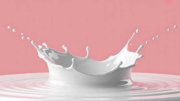 Elegant Milk Splash Crown on Pink Background Serene, Creamy Liquid Dynamic Art - Professional digital artwork with vibrant colors and detailed composition photo