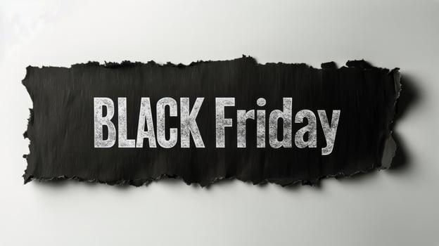 Black Friday Sale Announcement With Torn Paper Effect Highlighting Special Deals. photo