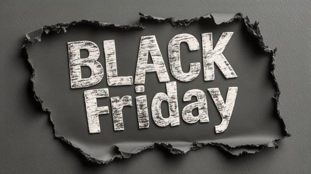 Black Friday Sale Announcement With Torn Paper Effect Highlighting Special Deals photo