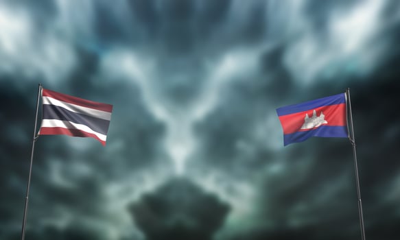 Thailand vs conflict army war force cambodia country national siam politic international border cambodian asean worship business myanmar background thailand cambodia flag government unsc politic siam photo