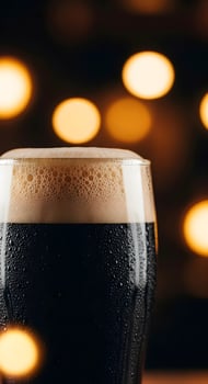Dark beer in a glass with foam photo
