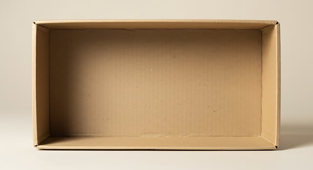 Empty Cardboard Box in Neutral Setting for Packaging or Storage photo