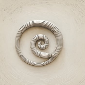 Light beige textured background with a detailed silver spiral motif abstract pattern photo