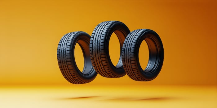 New Performance Tires Displayed Against a Vibrant Orange Background Showcasing Their Design and Features photo