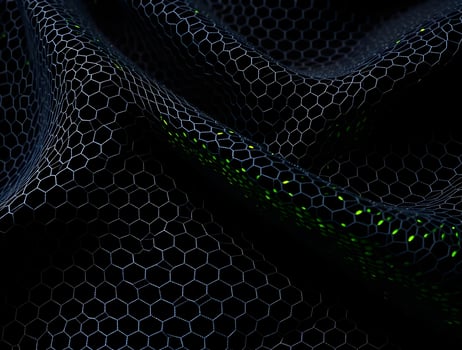 Hexagonal Grid Pattern Abstract Dark Background with Glowing Accents photo