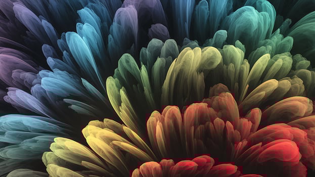 Vibrant rainbow gradient abstract fractal flower bloom background texture photo