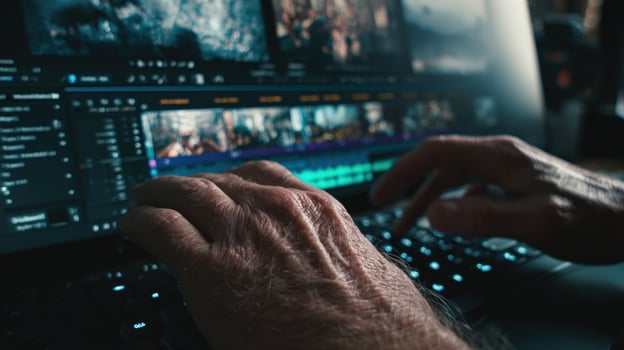 First-person View of Hands Editing on Ultra-wide Digital Display photo