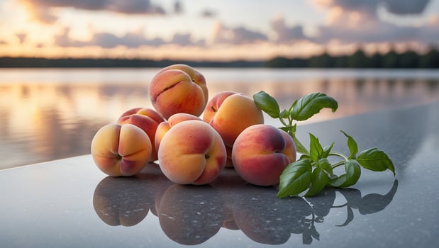 Peaches on a table photo