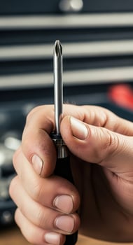 Closeup of a hand holding a screwdriver photo
