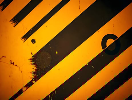 Grunge Texture Abstract Diagonal Stripes in Black and Orange Warning Sign Background photo