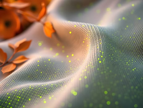 Stunning Abstract Mesh Texture Glowing Particles Autumn Leaves photo