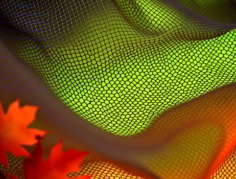 Vibrant Autumn Abstract Mesh Texture with Fall Leaves photo